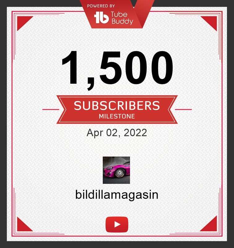 1500 følgere på YouTube kanalen