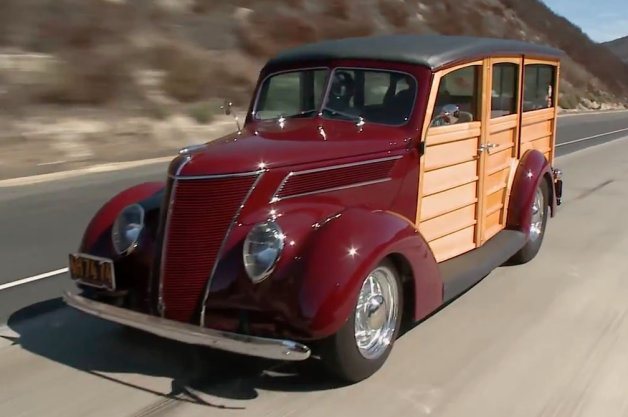 Jay Leno takes a Surfin’ Safari in a 1937 Ford Woodie Restomod